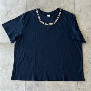 H&M Black Chain-Embellished Women's Top in Size XL